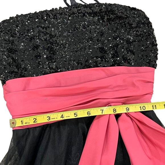 STUNNING Vintage 50s Black Sequin Princess Strapless Organza Ball Gown Size 9 - Picture 14 of 16